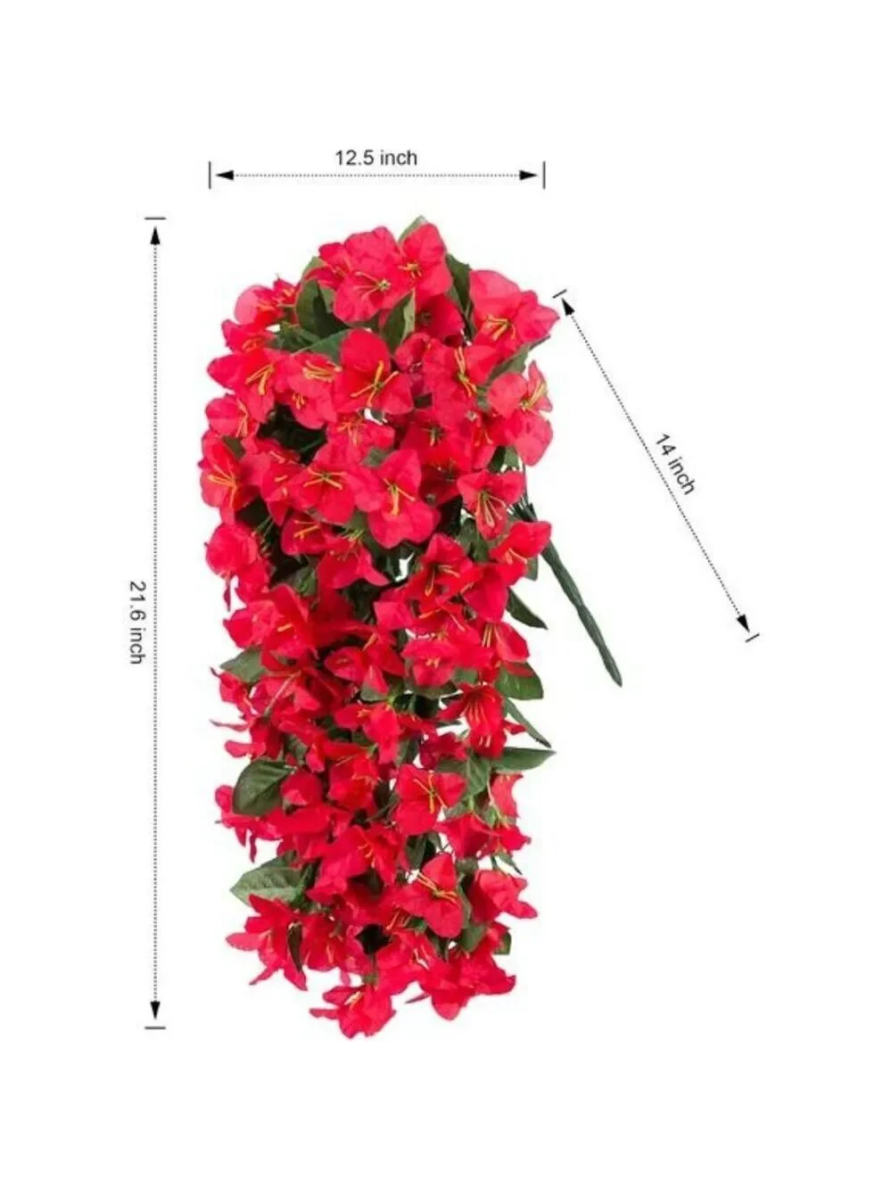 Faux Bougainvillea Flowers Outdoor Hanging UV Resistant Fake Vines Red 2 Pack